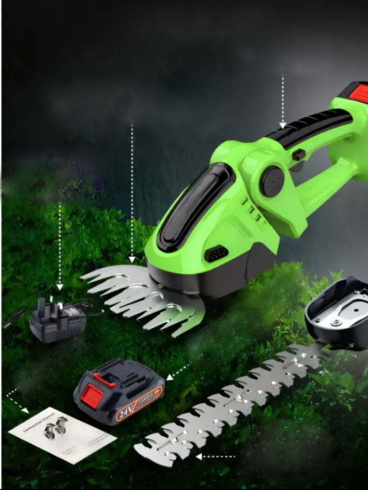 3709 - Foarfecă pentru Gard Viu cu Acumulator – 2 în 1 pentru Iarbă și Tufișuri