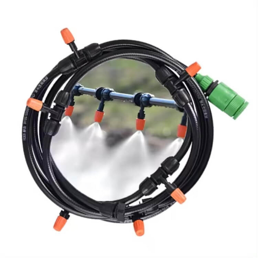 1645 - Sistem Inteligent de Irigare a Grădinii, Răcire și Ceață 10M cu 3 Duze de Pulverizare Fină, Duză de Udare Automată pentru Grădină, 4/7 MM