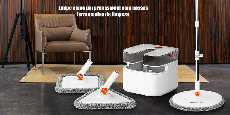 Joybos® 360 Spin Mop e Conjunto de Balde Inclui Três Tipos de Cabeças de Esfregão Z48