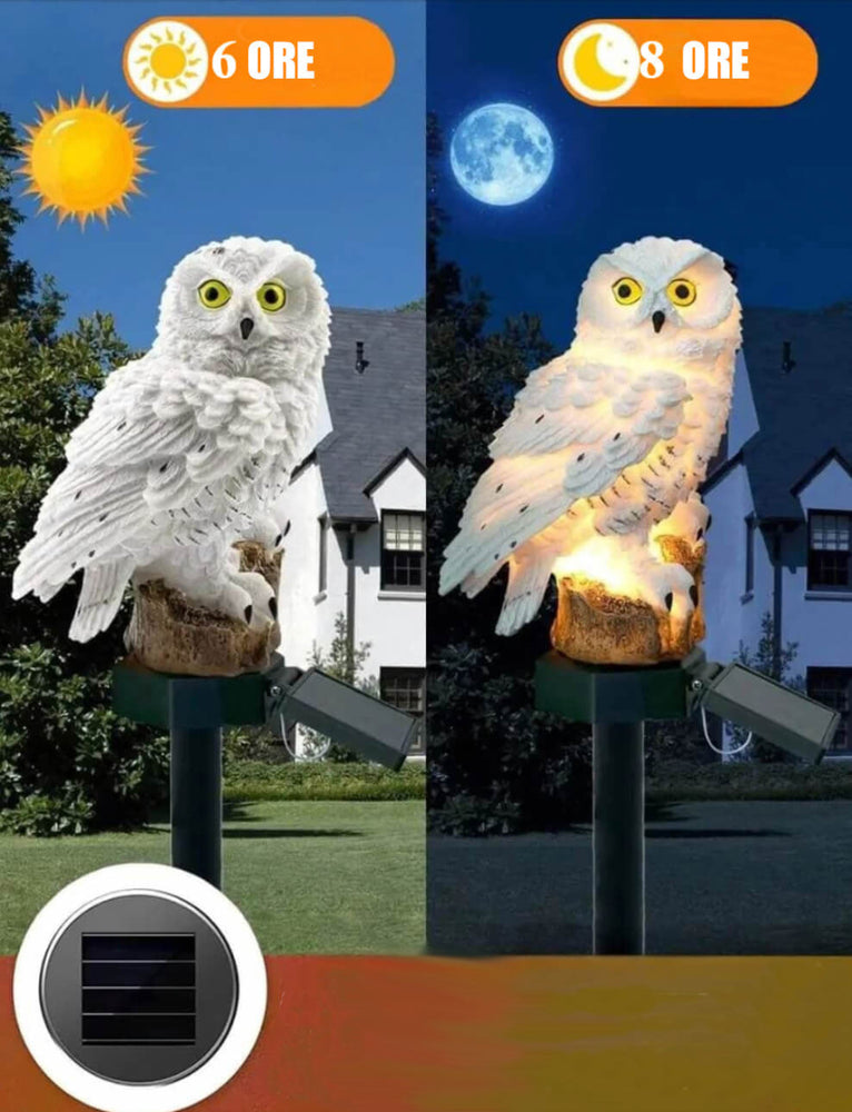 2287 - Lampă de grădină impermeabilă, cu baterie solară, în formă de bufniță, albă