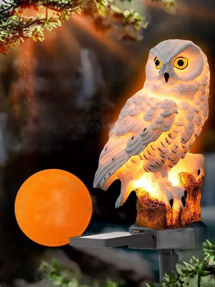 2287 - Lampă de grădină impermeabilă, cu baterie solară, în formă de bufniță, albă